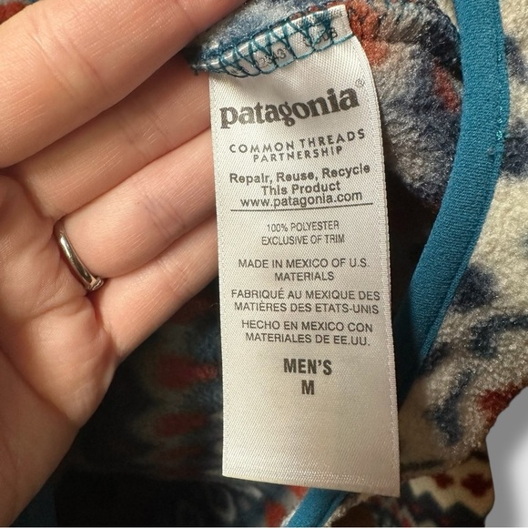 Patagonia Synchilla Snap-T Fleece Pullover Medium Cliff Underwater Aztec Blue - Picture 8 of 13